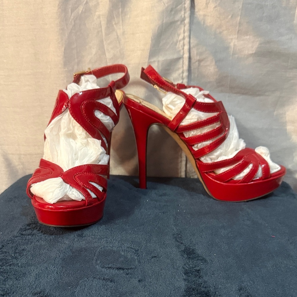 Jessica Simpson Red Strappy Platform High Heel Sandals